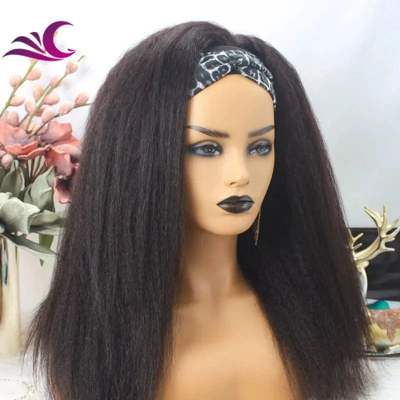 Wholesale Kinky Straight Mink Brazilian Cuticle Aligned Human Hair Glueless Headband Wig for Black Women