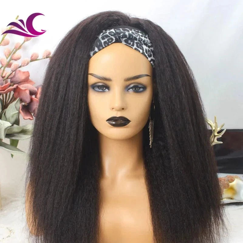 Wholesale Kinky Straight Mink Brazilian Cuticle Aligned Human Hair Glueless Headband Wig for Black Women