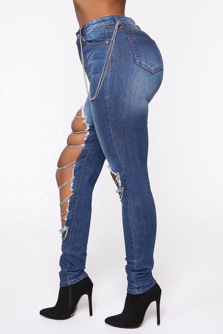 Wholesale Ladies Female Women's Pantalon Jean Femm Sexy Bell Bottom Plus Ripped Denim Pants Skinny High Waisted Jeans