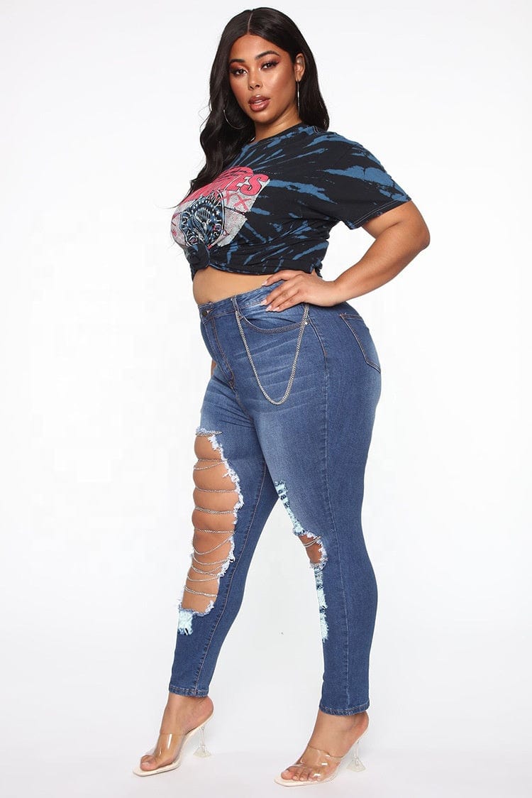 Wholesale Ladies Female Women's Pantalon Jean Femm Sexy Bell Bottom Plus Ripped Denim Pants Skinny High Waisted Jeans