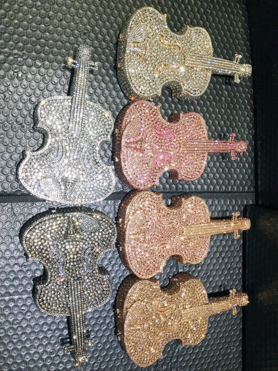 Wholesale Ladies Violin Rhinestone Clutch Handbag Luxury Party Mini Banquet Diamond Clutch Bag Evening Wedding Crystal Purse