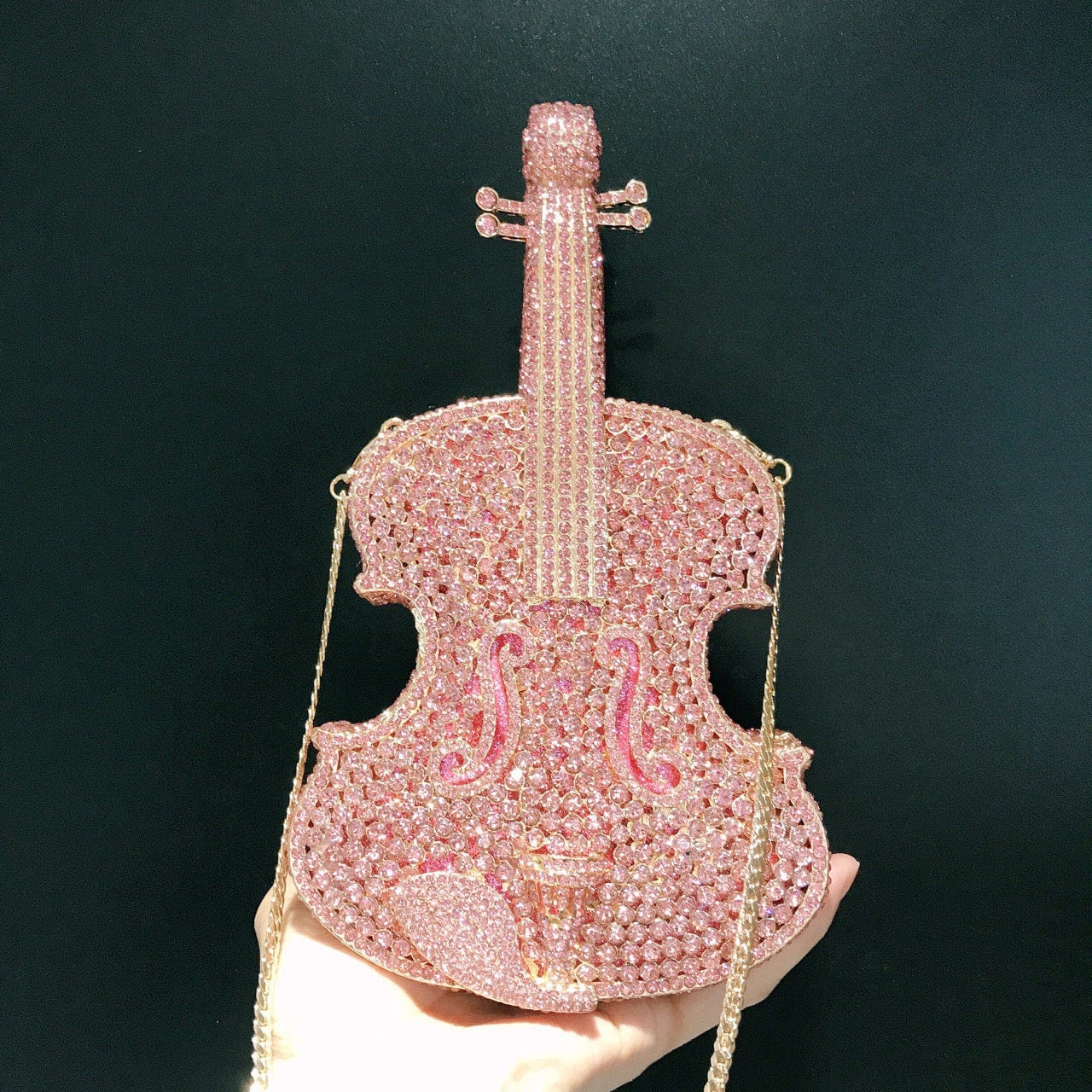 Wholesale Ladies Violin Rhinestone Clutch Handbag Luxury Party Mini Banquet Diamond Clutch Bag Evening Wedding Crystal Purse
