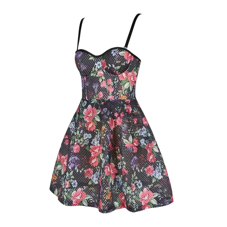 Wholesale lady fashion plus size korean wedding women girl sexy party flower print dress evening