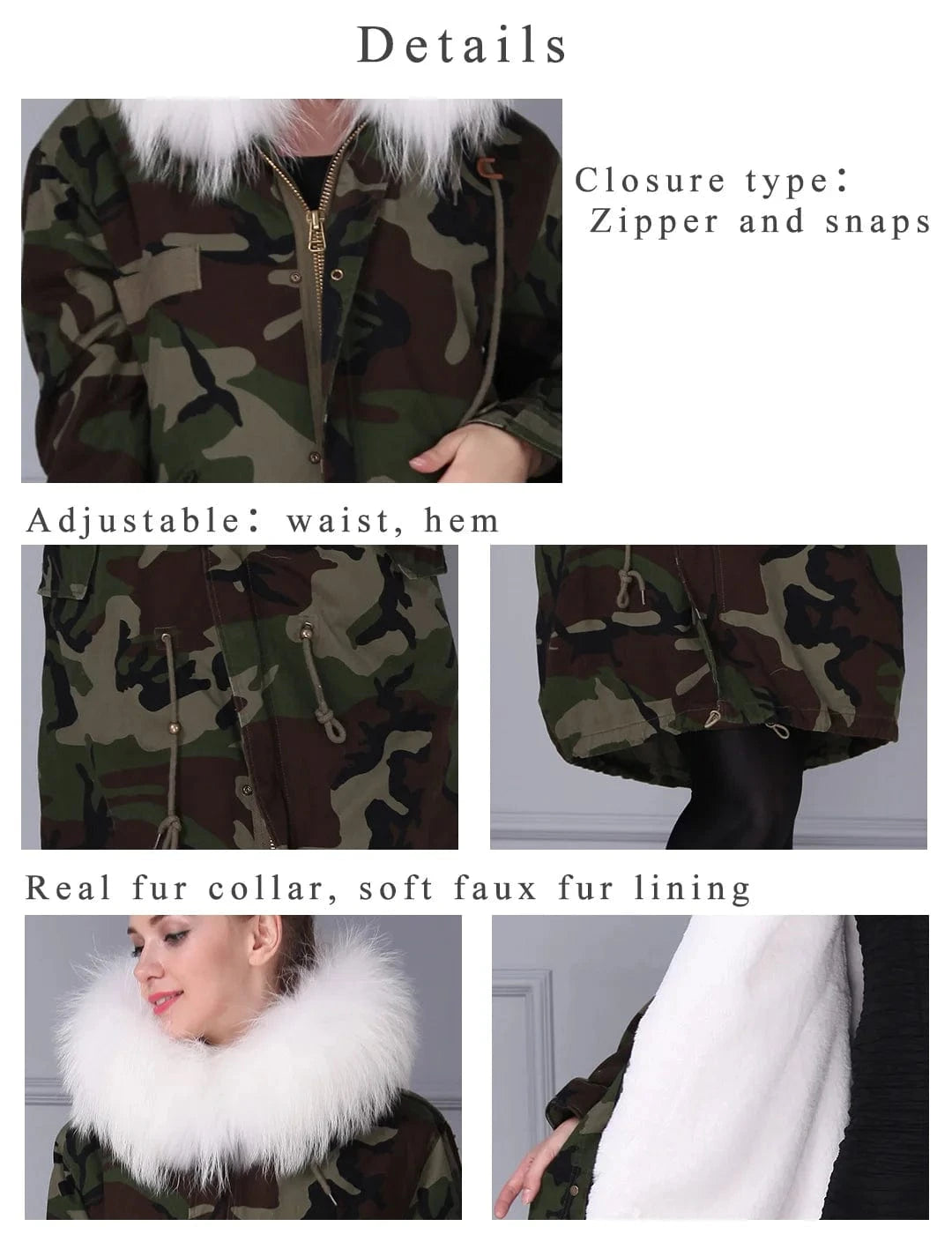 Wholesale Lady Hoodies Warm Plus Size Winter Fur Parka