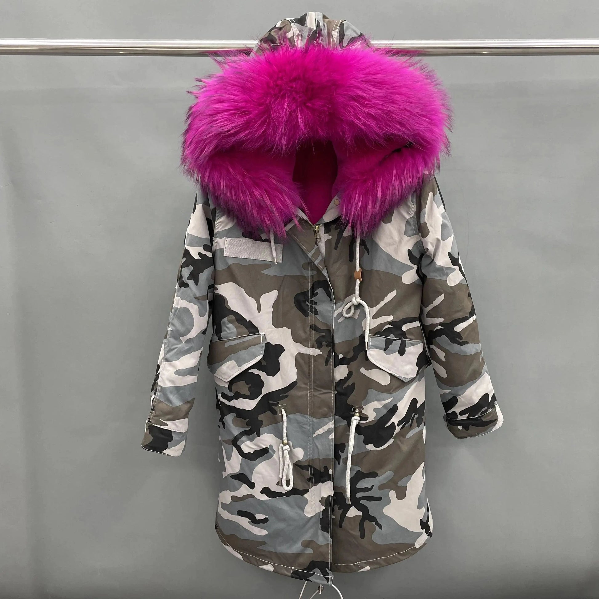 Wholesale Lady Hoodies Warm Plus Size Winter Fur Parka
