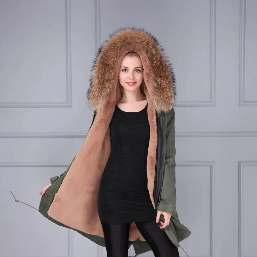 Wholesale Lady Hoodies Warm Plus Size Winter Fur Parka