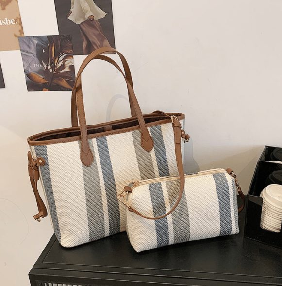 Wholesale Large Capacity fashion stripe tote bag ladies underarm Casual handbag bag for  women