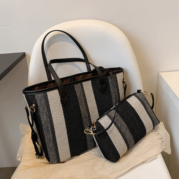Wholesale Large Capacity fashion stripe tote bag ladies underarm Casual handbag bag for  women