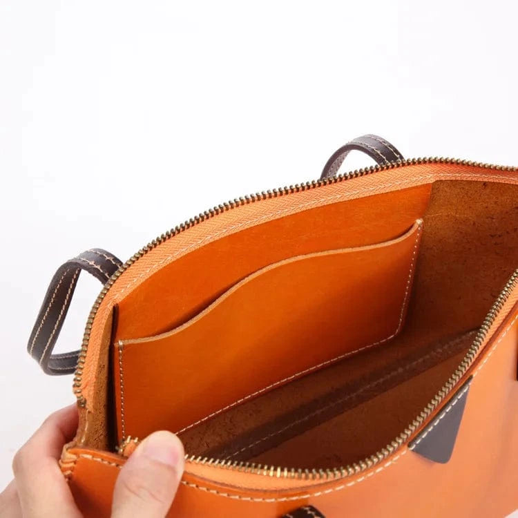 Wholesale Leather Business Women's Shoulder Bag Genuine Cowhide Leather Retro Zipper Women's Shoulder Bag Underarm Bag