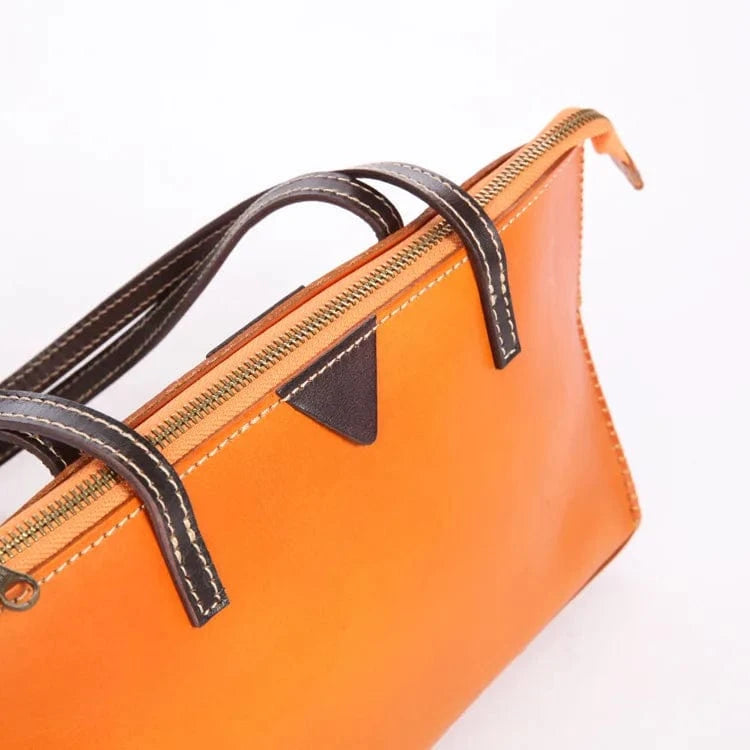 Wholesale Leather Business Women's Shoulder Bag Genuine Cowhide Leather Retro Zipper Women's Shoulder Bag Underarm Bag