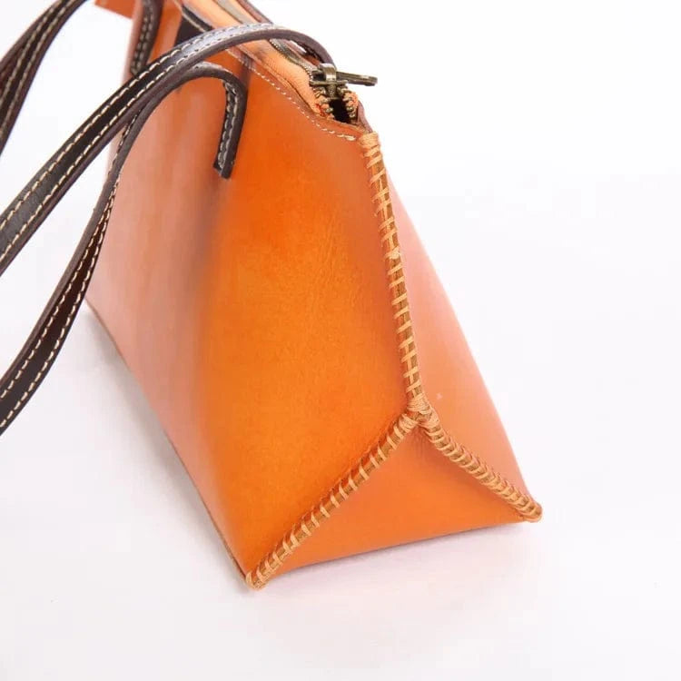 Wholesale Leather Business Women's Shoulder Bag Genuine Cowhide Leather Retro Zipper Women's Shoulder Bag Underarm Bag