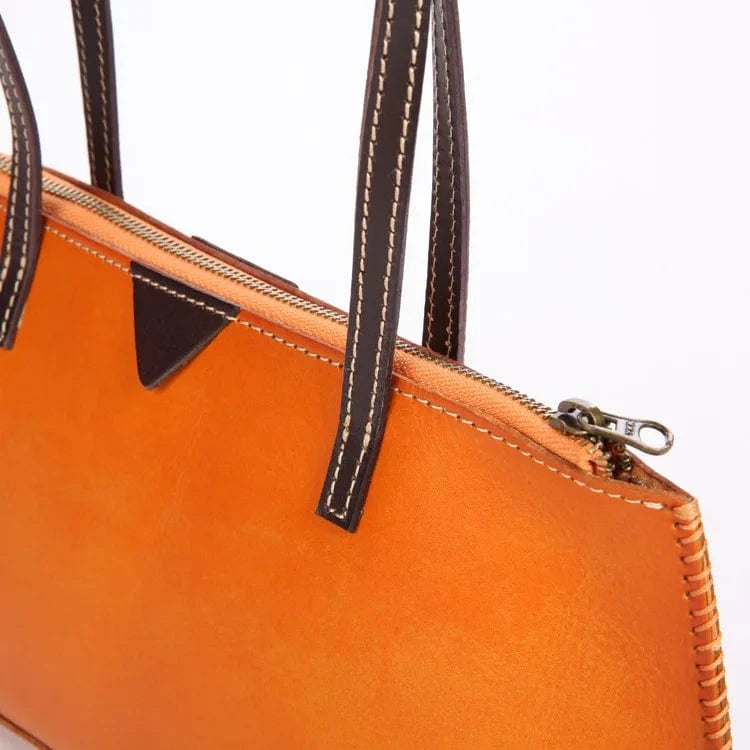 Wholesale Leather Business Women's Shoulder Bag Genuine Cowhide Leather Retro Zipper Women's Shoulder Bag Underarm Bag