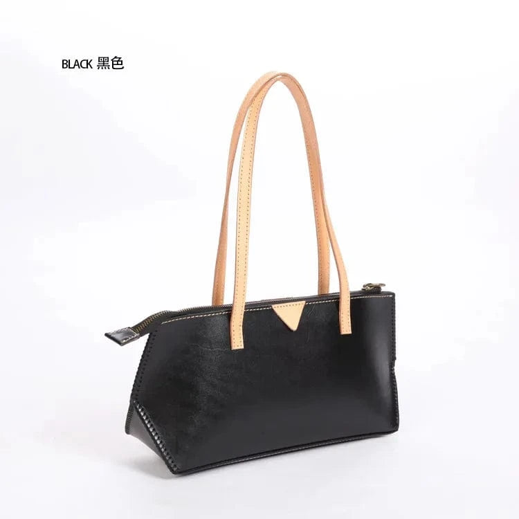Wholesale Leather Business Women's Shoulder Bag Genuine Cowhide Leather Retro Zipper Women's Shoulder Bag Underarm Bag