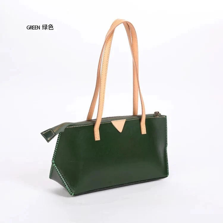 Wholesale Leather Business Women's Shoulder Bag Genuine Cowhide Leather Retro Zipper Women's Shoulder Bag Underarm Bag