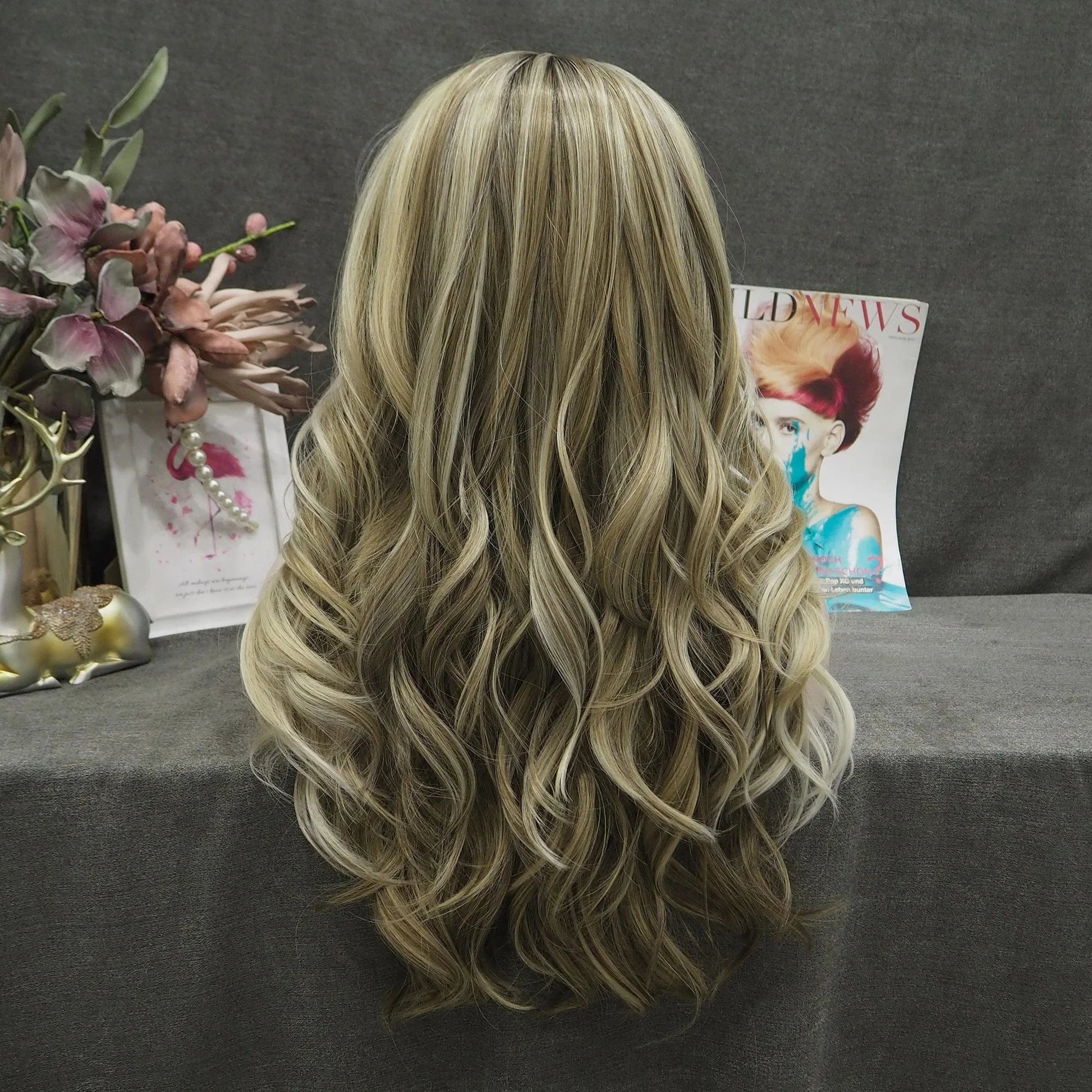 Wholesale Long Wig Highlight Honey Blond Lace Front Wig Overnight Delivery Premium Fiber Ombre Synthetic Lace Front wigs