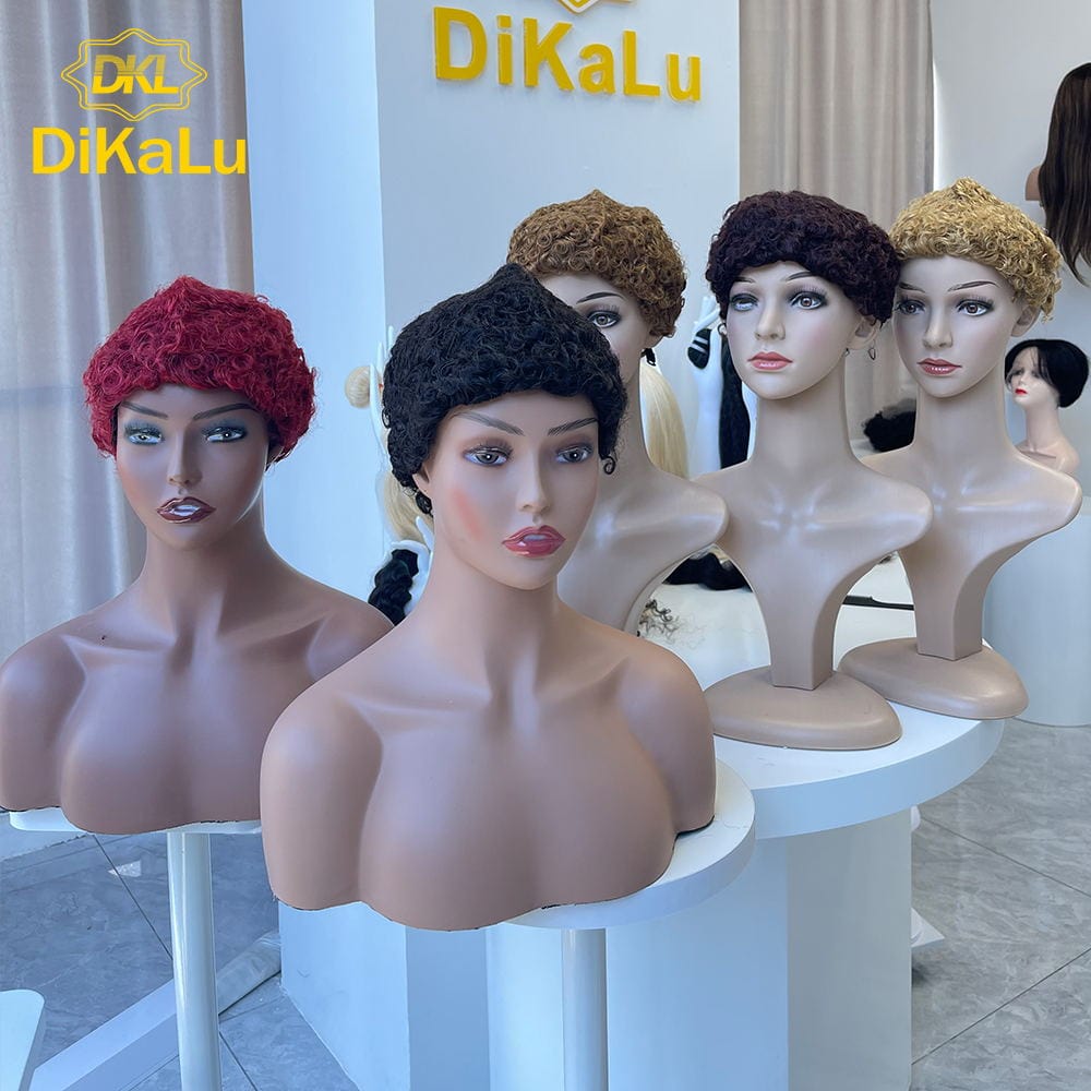 wholesale Machine made hair wig 1B/2#/4#/99j/27#/30# color Afro Kinky Curly wig 100 % human hair short wigs for black women
