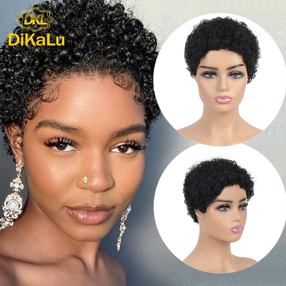 wholesale Machine made hair wig 1B/2#/4#/99j/27#/30# color Afro Kinky Curly wig 100 % human hair short wigs for black women
