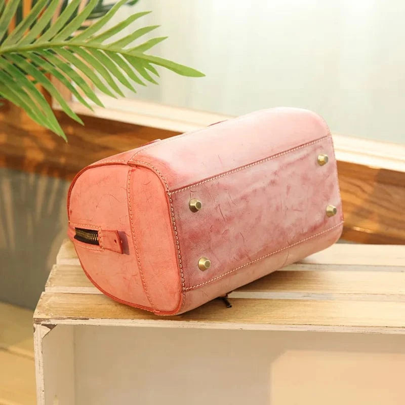 Wholesale New Hand-Made Vegetable Tanned Leather Large Capacity Handbag Genuine  Leather Vintage Sweet Style Handbag For Women