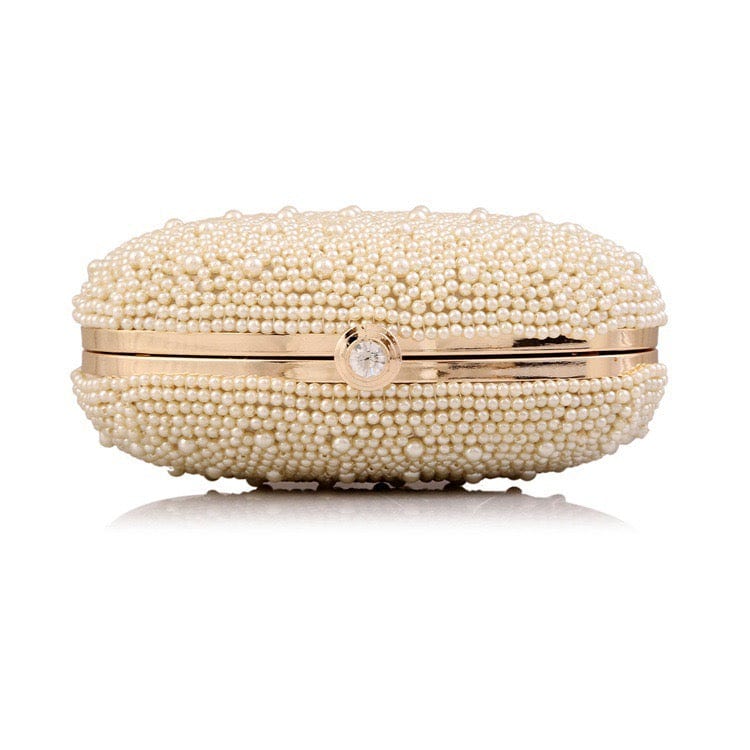 Wholesale New Luxury Designer Oval Pearl Women Evening Bag Clutch Ladies Shoulder Bag Beaded Evening Bag
