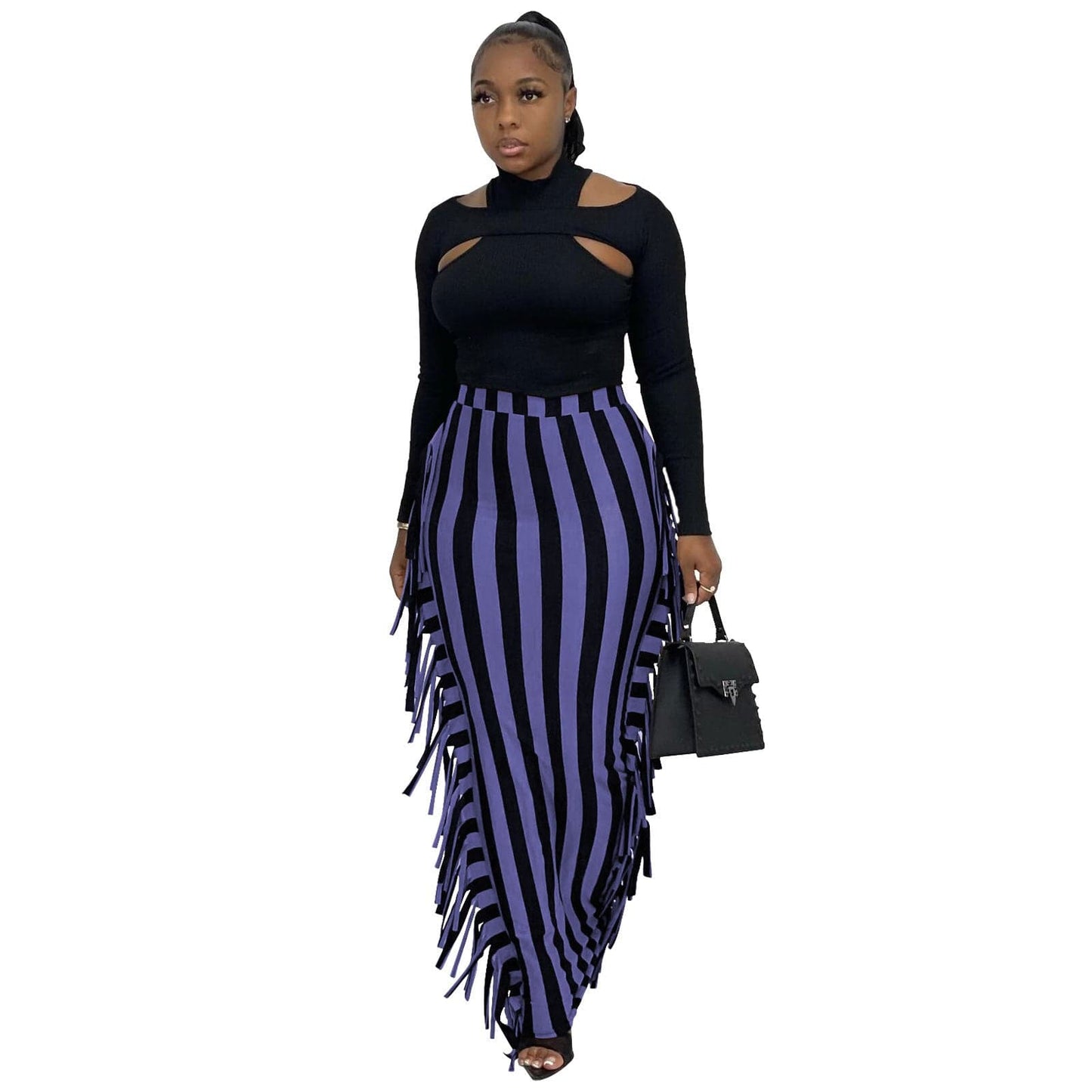 Wholesale New Style High Quality Brushed Fabric Cute Women'S Elegant Two-Sided Fringed Half-Length Women'S Long Satin Skirt
