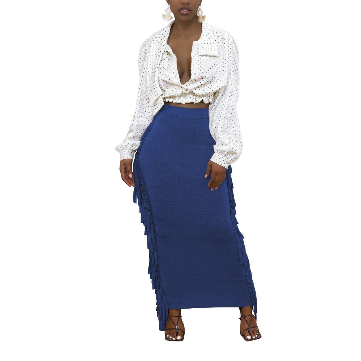 Wholesale New Style High Quality Brushed Fabric Cute Women'S Elegant Two-Sided Fringed Half-Length Women'S Long Satin Skirt