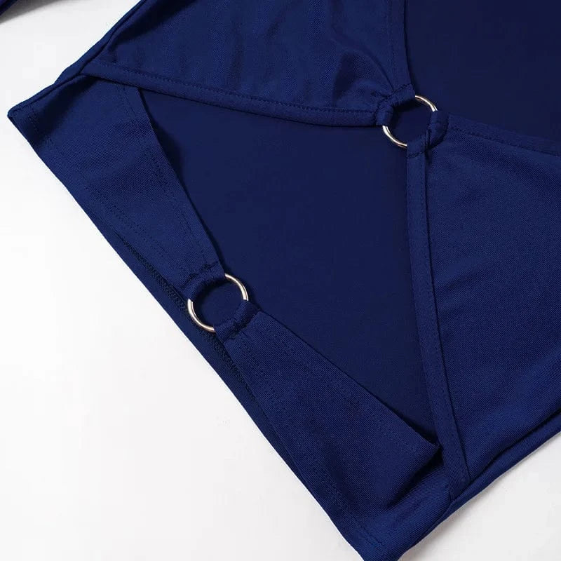 Wholesale newest sexy club 2 pcs set womens clothing two piece long sleeve crop top and pant matching set