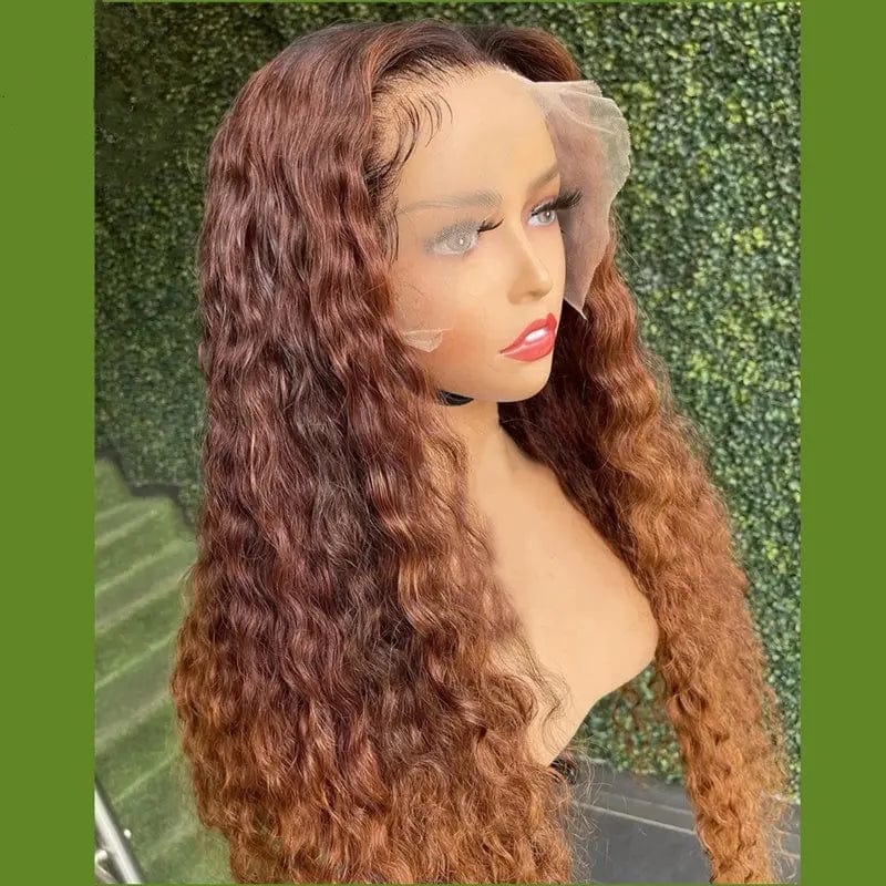 Wholesale Price High Density Deep Curly Ombre Honey Brown Color Virgin Brazilian Cuticle Aligned Hair Lace Frontal Wigs
