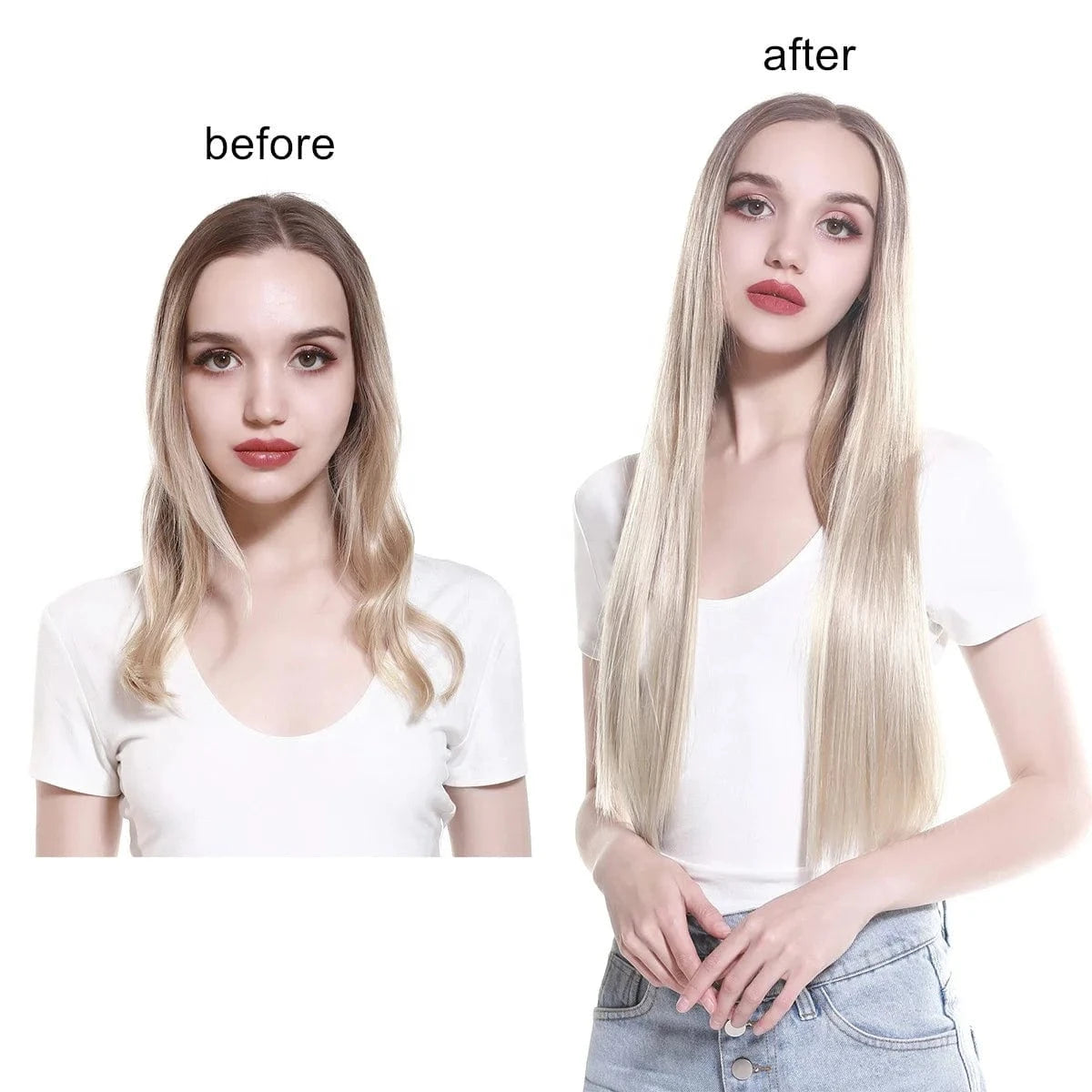 Wholesale SARLA Cheap 20''24''28'' multiple colour Long Straight Synthetic Natural Clip in One Piece Hair Extension