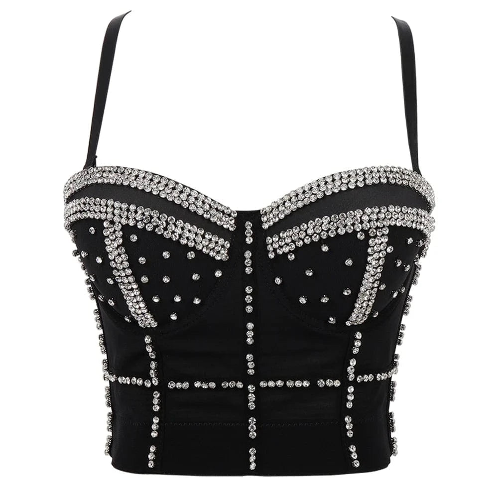 Wholesale Sexy Ladies Back Snap Sling corsets tops Drill chain Sling corsets tops for women