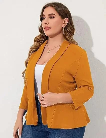 Wholesale spring Women Plus Size Casual Blazer Front Lapel Long Sleeve Office Cardigan Temperament Jacket