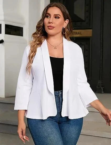 Wholesale spring Women Plus Size Casual Blazer Front Lapel Long Sleeve Office Cardigan Temperament Jacket