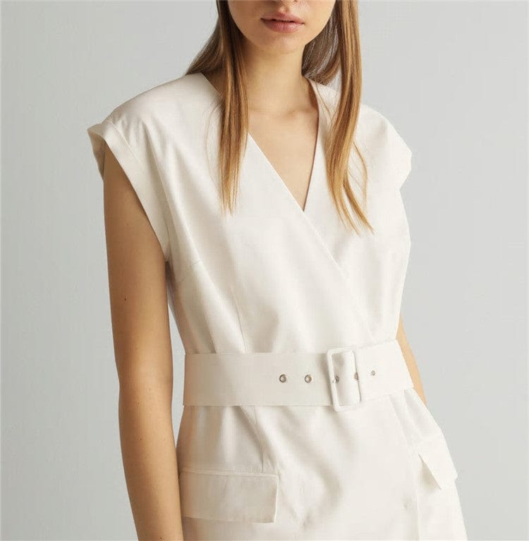 Wholesale Super Beautiful Ladies High Quality White Linen Cotton Midi Dress