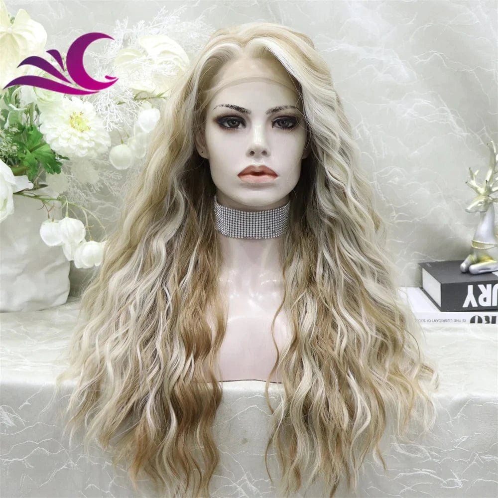Wholesale Synthetic Wigs Lace Front With Baby Hair Natural Color Transparent Synthetic Glueless 13x4 Lace Front Wigs