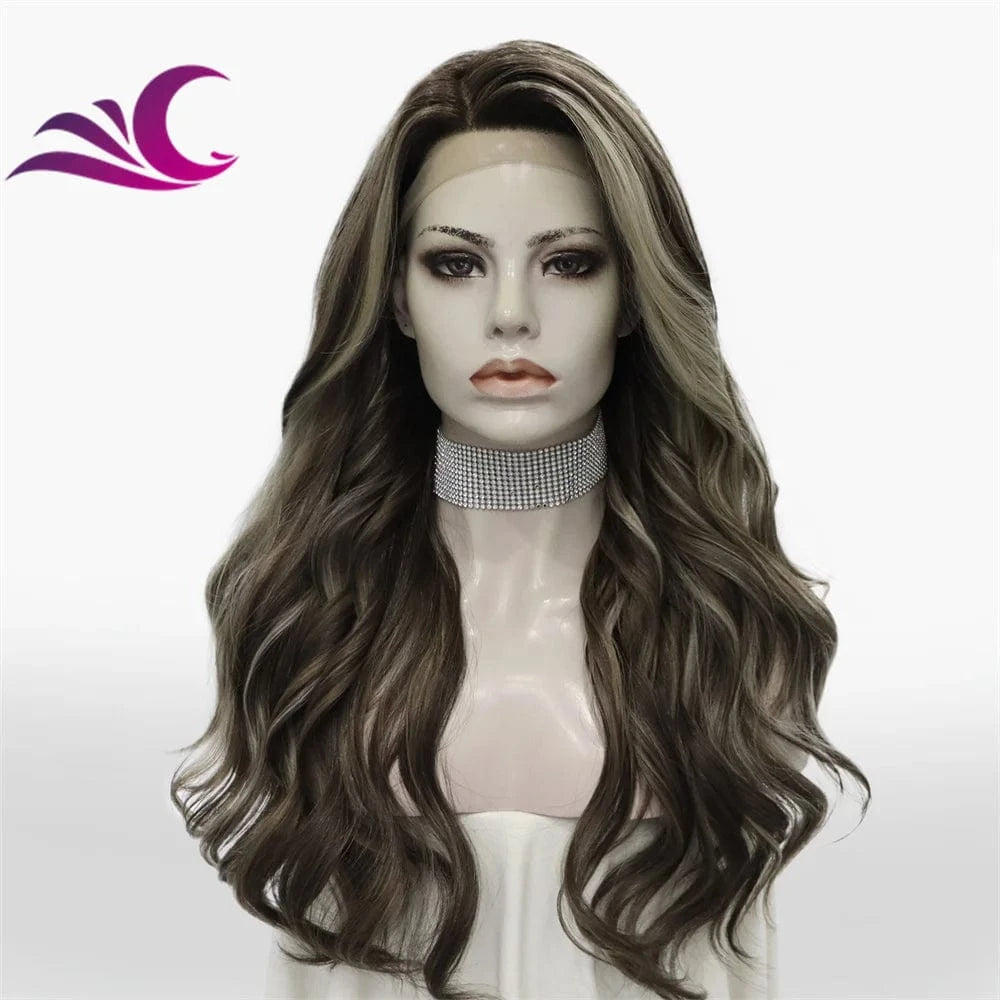 Wholesale Synthetic Wigs Lace Front With Baby Hair Natural Color Transparent Synthetic Glueless 13x4 Lace Front Wigs
