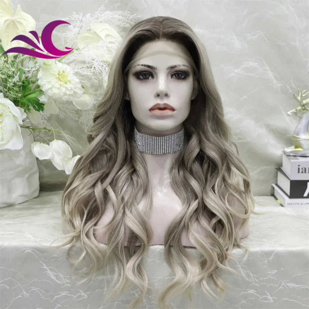 Wholesale Synthetic Wigs Lace Front With Baby Hair Natural Color Transparent Synthetic Glueless 13x4 Lace Front Wigs