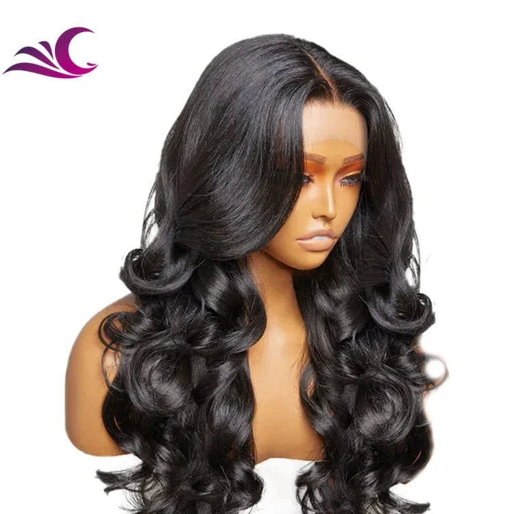 Wholesale Synthetic Wigs Lace Front With Baby Hair Natural Color Transparent Synthetic Glueless 13x4 Lace Front Wigs