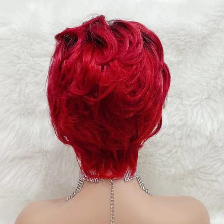 Wholesale Vendors 10A Virgin Cut Short Bob Lace Frontal Pixie Curls Wig 99j Red Color Pre Plucked Lace Front Human Hair Wigs
