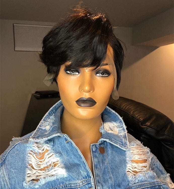 Wholesale Wig Supplier Ombre Burgundy Color Pixie Curly Cut Bob Virgin Cuticle Aligned Human Hair Transparent HD Lace Front Wigs