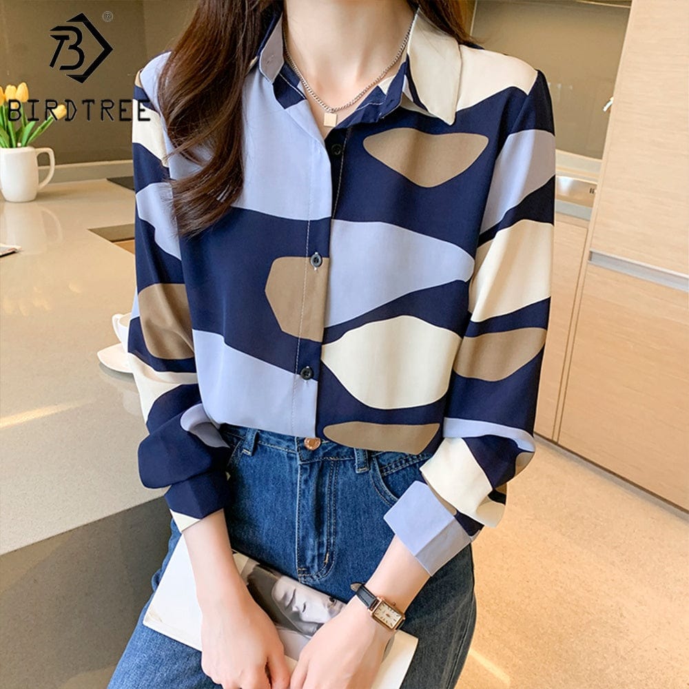 Wholesale Women Flower Printing Shirt 2022 Autumn PNew Style Long Sleeves Female Cheap Clothes Chiffon Blouses Tops T27616X