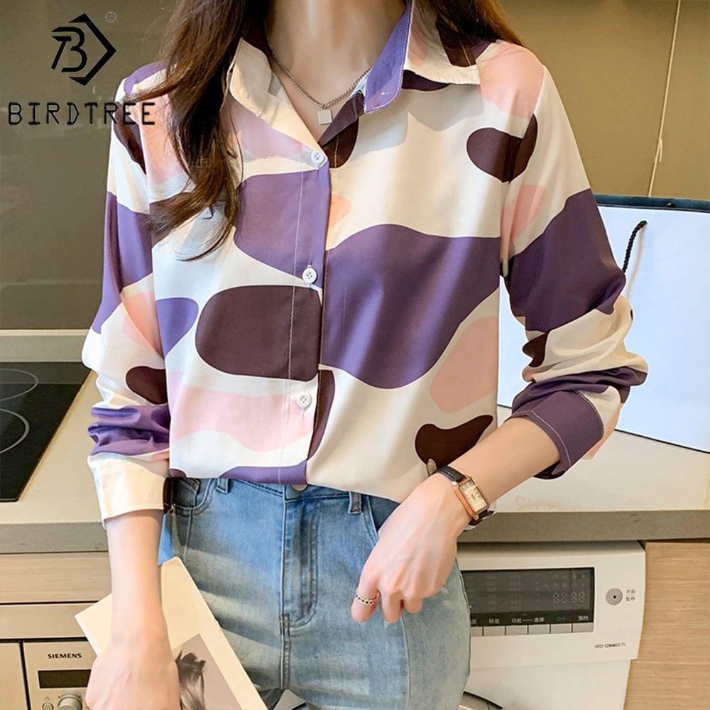 Wholesale Women Flower Printing Shirt 2022 Autumn PNew Style Long Sleeves Female Cheap Clothes Chiffon Blouses Tops T27616X