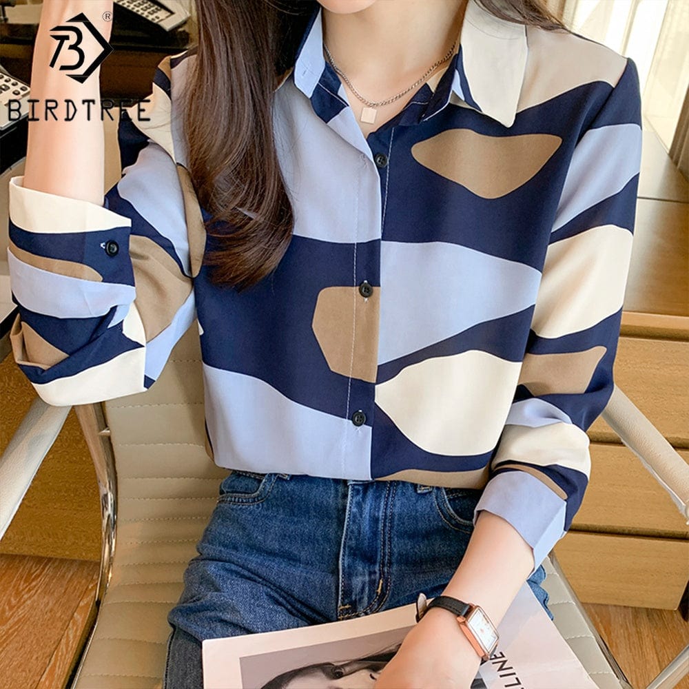 Wholesale Women Flower Printing Shirt 2022 Autumn PNew Style Long Sleeves Female Cheap Clothes Chiffon Blouses Tops T27616X