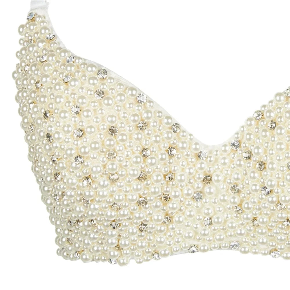 Wholesale women's Sexy bead bra Sparkly Pearls bra S M L XL XXL bead Sexy bra for women