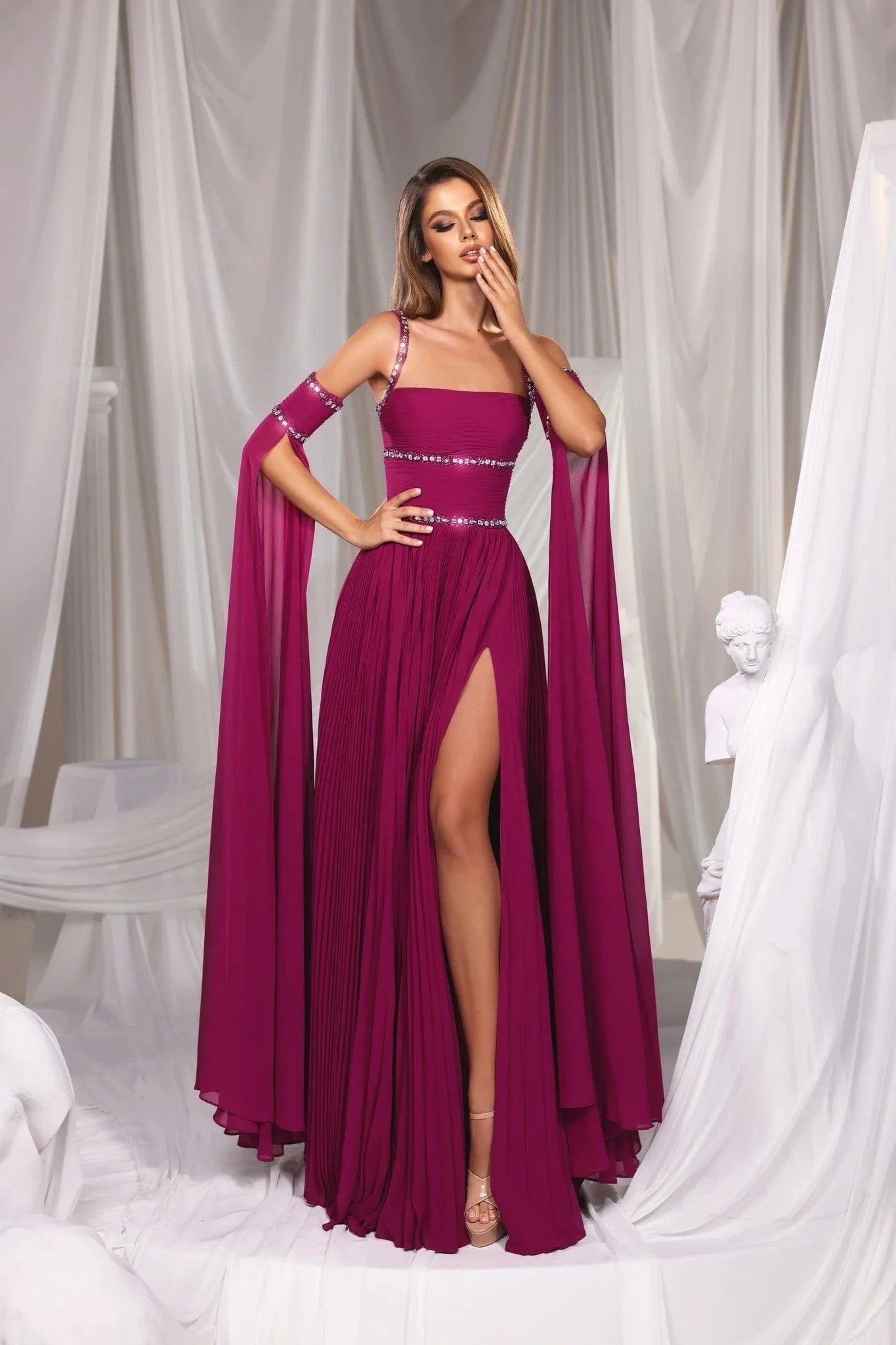 Wholesale Women's Sexy Slim Evening Party Dress Bespoke Plus Size Purple Chiffon Prom Cocktail Gowns