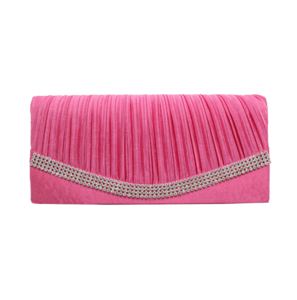 Wholesale wrinkle feature rhinestone inlays party messenger bag clutch women shoulder bag evening bags for ladies