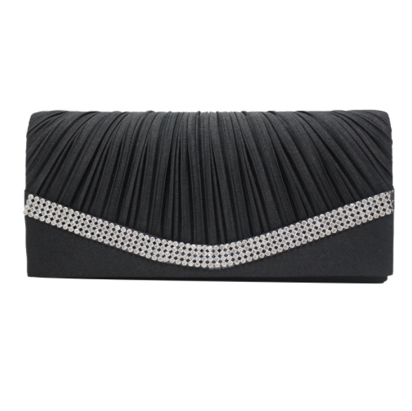 Wholesale wrinkle feature rhinestone inlays party messenger bag clutch women shoulder bag evening bags for ladies