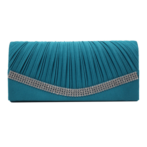 Wholesale wrinkle feature rhinestone inlays party messenger bag clutch women shoulder bag evening bags for ladies