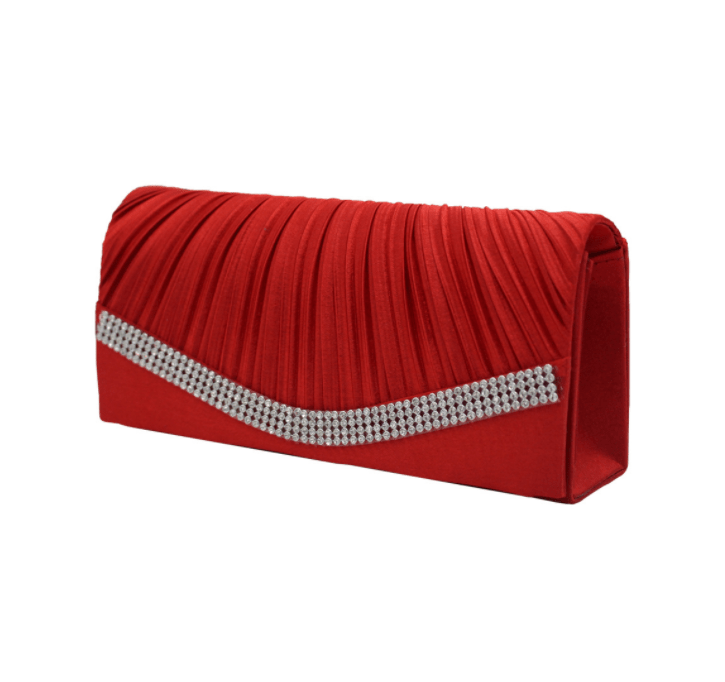 Wholesale wrinkle feature rhinestone inlays party messenger bag clutch women shoulder bag evening bags for ladies