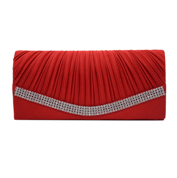 Wholesale wrinkle feature rhinestone inlays party messenger bag clutch women shoulder bag evening bags for ladies