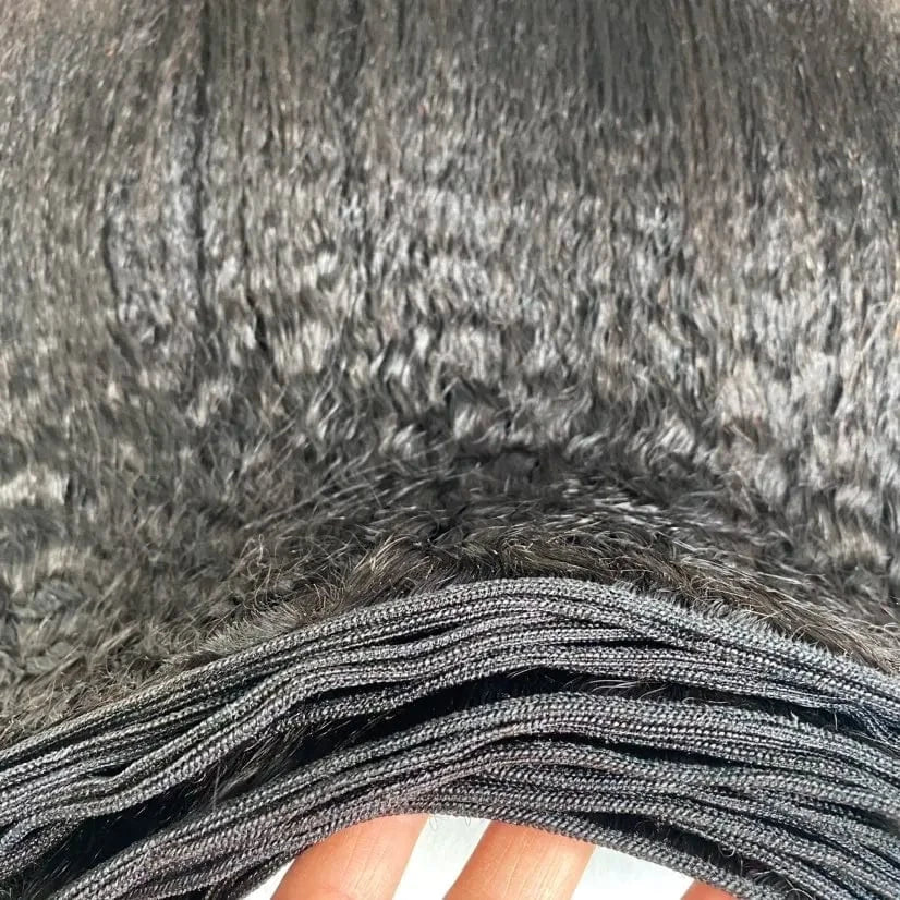 Wholesale Yaki Kinky Straight Machine Hair Weft 100% Human Hair Bundles For Black Women