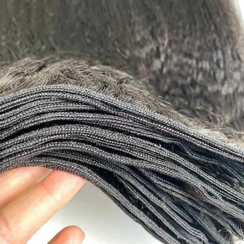 Wholesale Yaki Kinky Straight Machine Hair Weft 100% Human Hair Bundles For Black Women